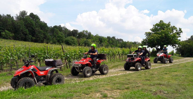 Gruppo esplora i vigneti della Franciacorta in quad