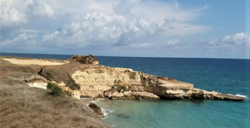 Passeggiata a cavallo sicura per bambini lungo la costa in Puglia
